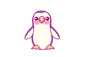 vector simple penguin bird. Hand drown design element. Clip art isolated on transparent background.