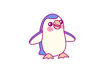 vector simple penguin bird. Hand drown design element. Clip art isolated on transparent background.