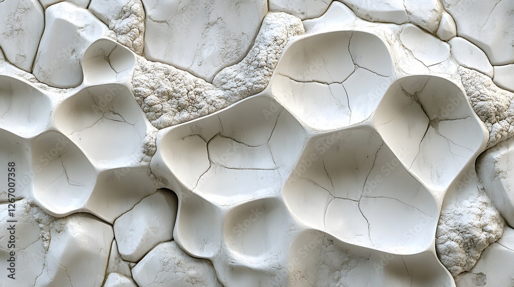 Poster close-up view of an abstract white stone texture with intricate details and organic shapes. the imag