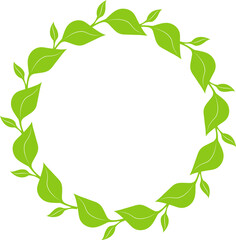 Vector illustration of green leaves forming a decorative wreath suitable for various design projects and backgrounds