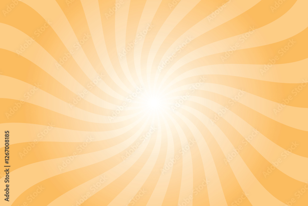 Poster Abstract orange background with rays retro starburst rays. Rajah orange sunburst background vector illustration pattern beam rays. Spiral radial striped backdrop. Vector illustration.