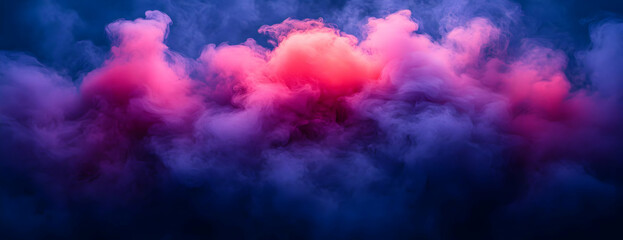 Fototapeta premium Pink, purple smoke clouds; dark background; design