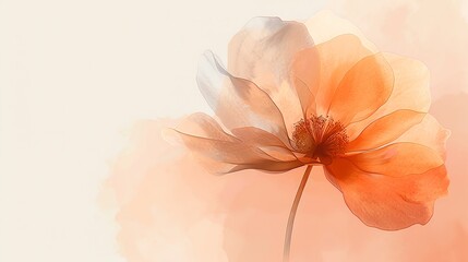 Obraz premium A soft, dreamy illustration of a single flower in shades of peach and orange.