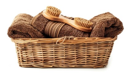 Obraz premium A wicker basket filled with natural spa tools