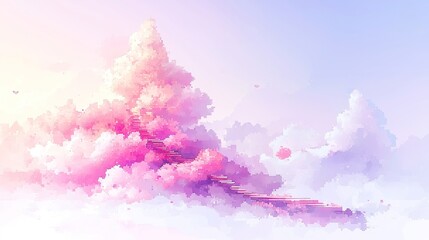 Naklejka premium Vibrant watercolor pixel pattern, featuring a harmonious blend of soft hues and intricate textures, evoking a sense of fluidity and artistic expression in digital design.