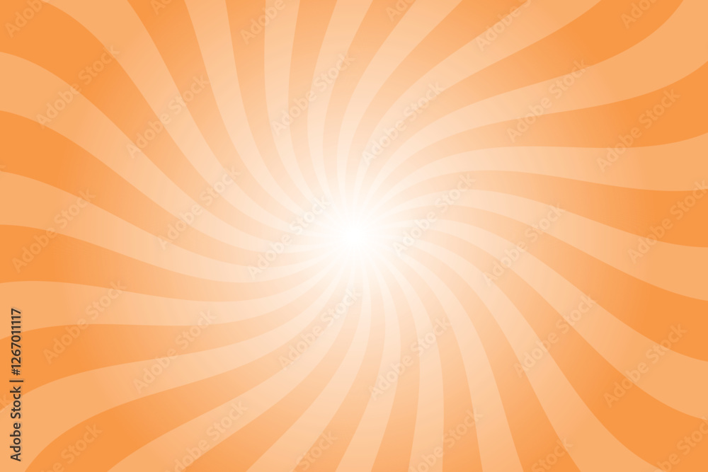 Poster Abstract orange background with rays retro starburst rays. Royal orange sunburst background vector illustration pattern beam rays. Spiral radial striped backdrop. Vector illustration.