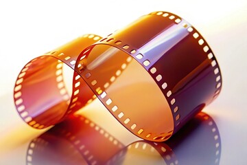 Blank Celluloid Film Strip on White Background - Vintage Movie Reel