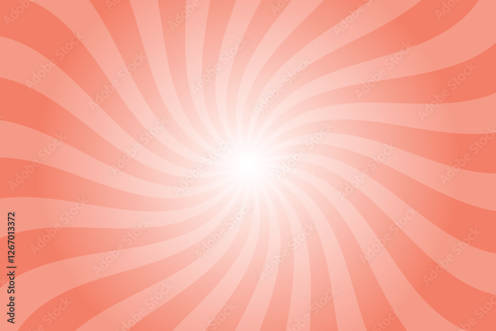 Poster Abstract orange background with rays retro starburst rays. Salmon orange sunburst background vector illustration pattern beam rays. Spiral radial striped backdrop. Vector illustration.