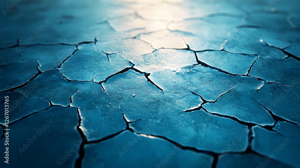Aufkleber stunning abstract image of a cracked blue surface. a captivating texture and dramatic lighting. macr
