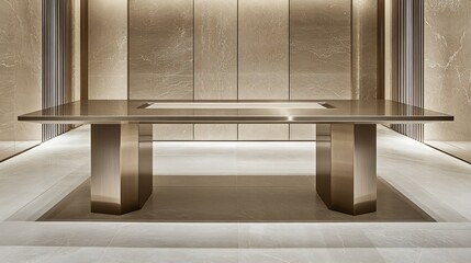 Obraz premium Elegant Modern Table Soft Light Minimalist Design. AI Generated
