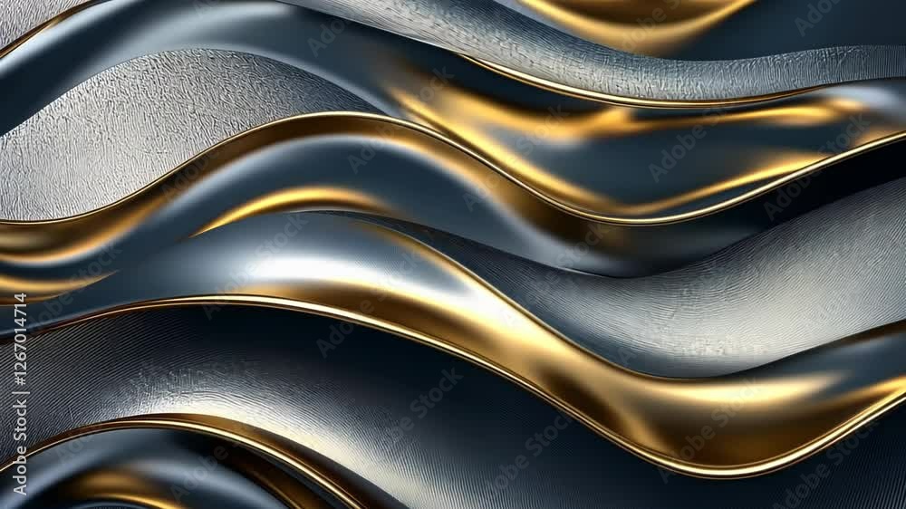 Poster elegant waves of metallic texture create a stunning visual composition in a modern art display. gene