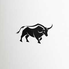 Bull charging in a white background, stock market, finance, strength or symbol