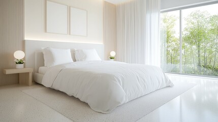 Fototapeta premium Modern Bedroom Interior with Natural View