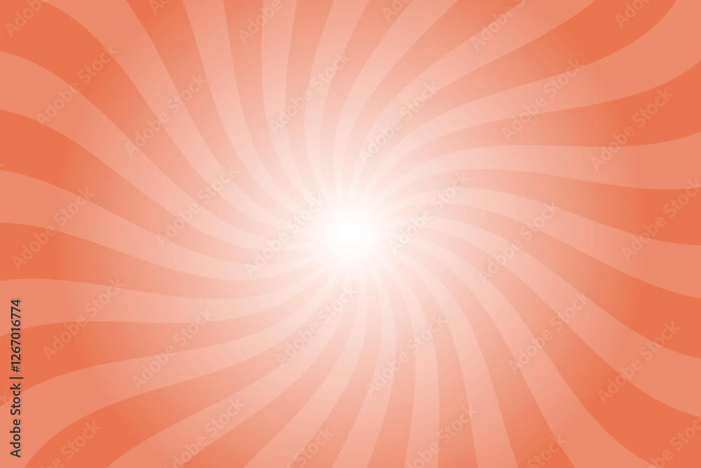 Poster Abstract orange background with rays retro starburst rays. Sunrise orange sunburst background vector illustration pattern beam rays. Spiral radial striped backdrop. Vector illustration.