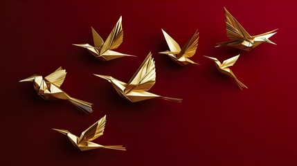 Golden Origami Birds Jewel
