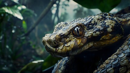 Obraz premium Gaboon Viper in Rainforest