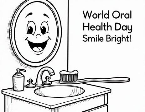 World Oral Health Day Smile Bright! Coloring Page Illustration - Powered by Adobe