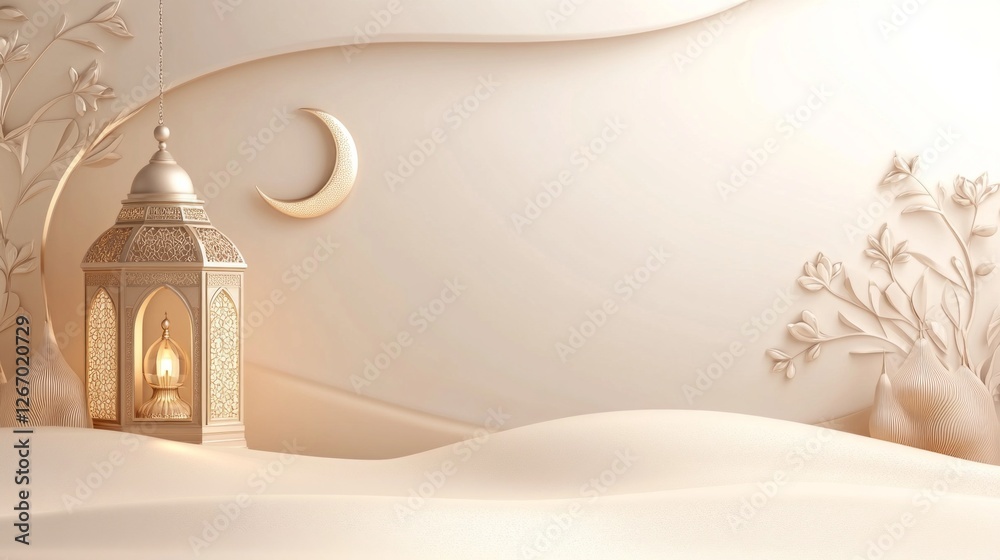 Poster soft, flowing lines gently weave through the scene, highlighting a beautifully crafted lantern and c