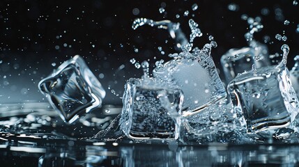 A splash of water with ice cubes in it