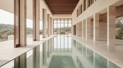 Indoor pool, luxury villa, hillside view, tranquil setting, vacation rental