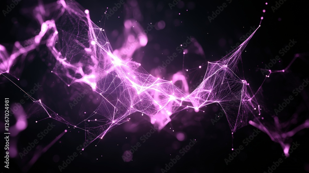 Aufkleber purple abstract background with lines and dots representing technology and big data concepts