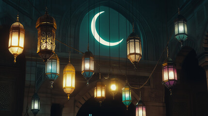 Fototapeta premium arabic lanterns and ramadan night