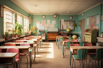 Fototapeta premium Bright and Cozy Classroom: A Space for Learning