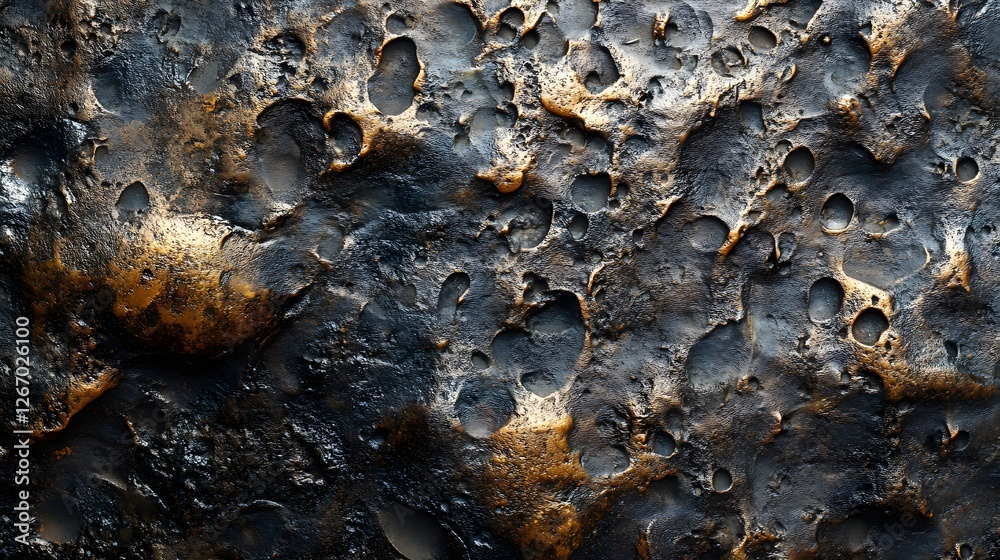 Aufkleber close-up shot of an abstract bronze texture with varying shades of dark and golden hues. the surface