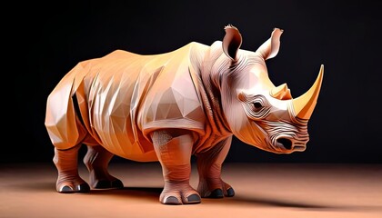 Fototapeta premium Origami-Style Rhinoceros with a Bold Geometric Design