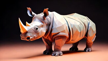 Fototapeta premium Origami-Style Rhinoceros with a Bold Geometric Design