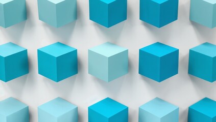 Obraz premium Abstract pattern of light blue cubes on white background