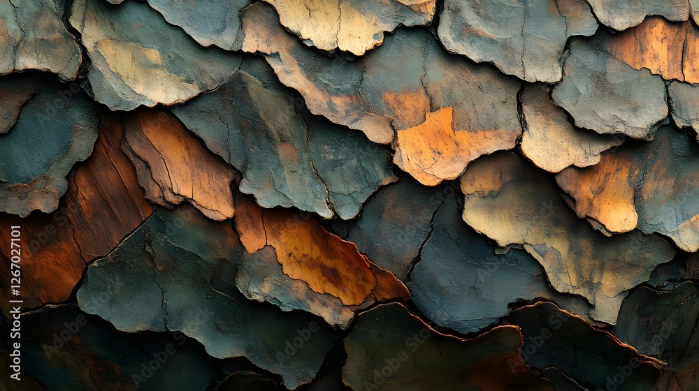 Poster Detailed close-up of tree bark, showcasing intricate texture and pattern. Natural beauty revealed in abstract form. Macro detail. Abstract Texture: Intricate Patterns of Bark