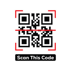 Scan QR code icon. Digital scanning qr code. QR code scan for smartphone. QR code for payment. Scan QR code symbol