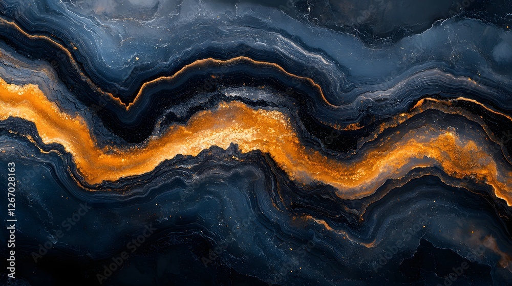 Poster stunning abstract image featuring a luxurious swirl of gold and blue marble texture. ideal for backg