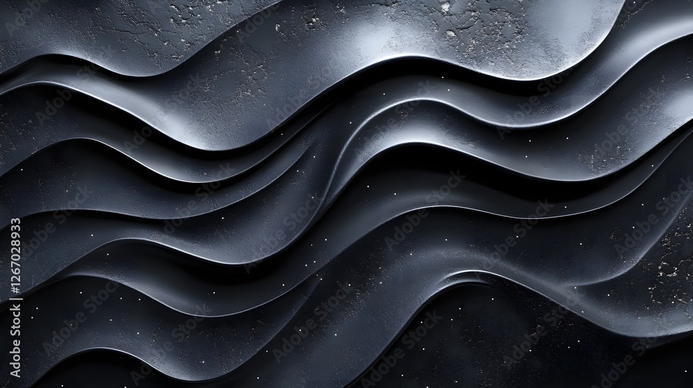 Aufkleber Abstract dark waves create a visually stunning background with smooth curves and shadows. Macro detail. Abstract Dark Waves: A Symphony of Curving Lines and Shadows
