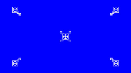 Blue screen with VFX motion tracking markers. Chroma key color video footage with track point.