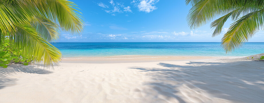 A pristine white sand against a backdrop of turquoise ocean waters and starfish,brilliant turquoise. The sky above is a clear, vibrant blue, tropical beach ,natural beauty , coastal paradise.