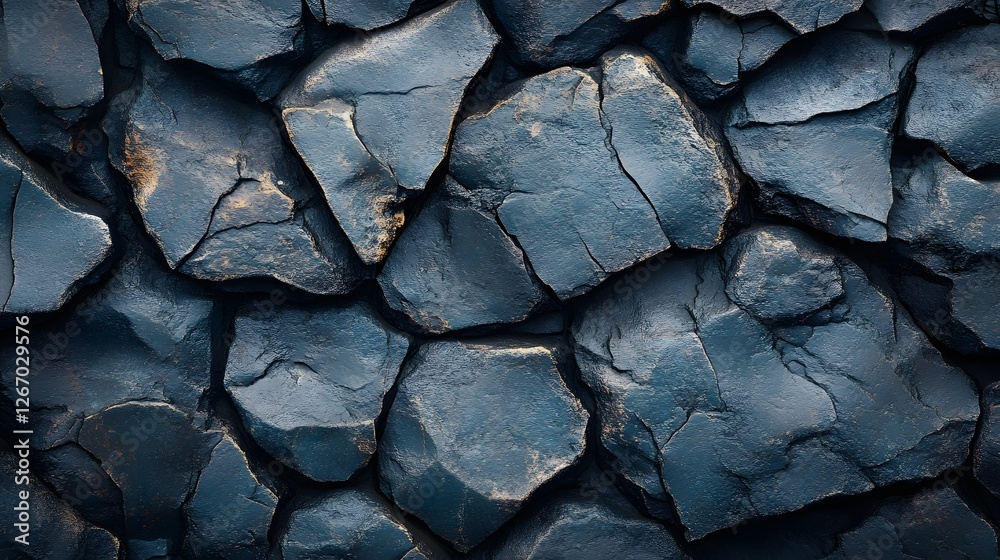 Poster close-up image of dark blue, rough stone texture. ideal for background. macro detail. dark blue matt