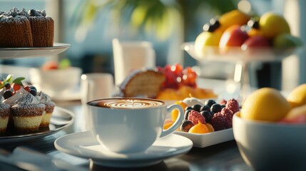 Elegant Business Buffet: Coffee, Pastries, and Fresh Fruit