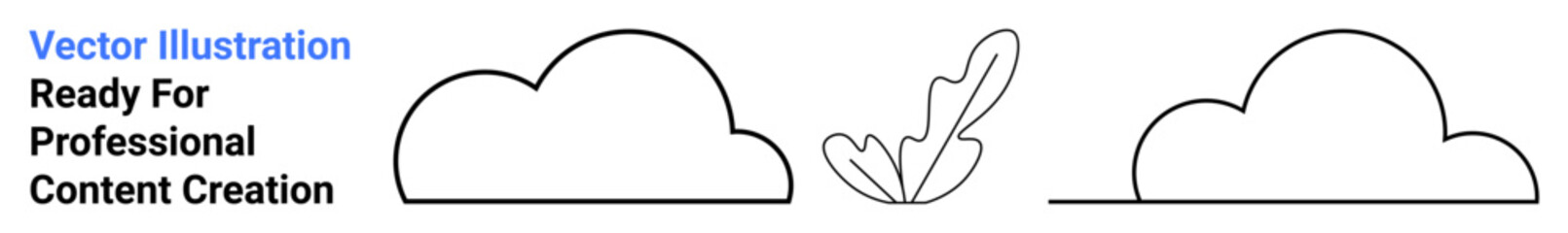 Obraz premium Clouds with defined outlines and a falling feather in minimal style. Ideal for environment, design concepts, creativity, freedom, weather, relaxation, flat landing page banner