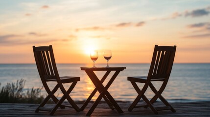 Sunset cocktails on beach