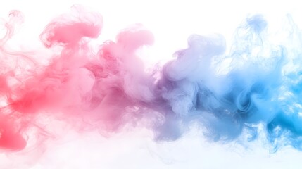 Fototapeta premium Surreal pink and blue smoke with cosmic textures, isolated on white background