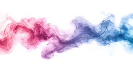 Surreal pink and blue smoke with cosmic textures, isolated on white background