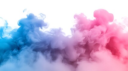 Fototapeta premium Surreal pink and blue smoke with cosmic textures, isolated on white background