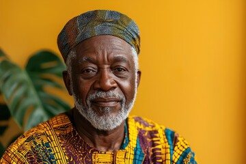 Obraz premium Portrait of a Dignified Elderly African Man in Traditional Clothing