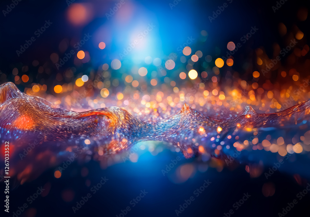 Aufkleber abstract blurry image featuring an ethereal surface illuminated by glowing orange and blue lights, c