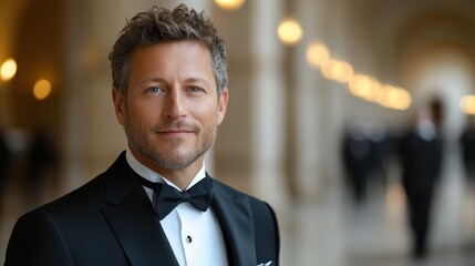 Confident and Elegant Man in Tuxedo at Formal Event