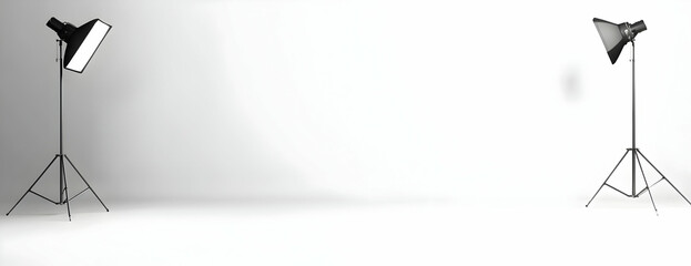 Studio lighting setup, white backdrop