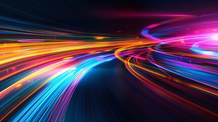 A colorful light show with a blue line in the middle