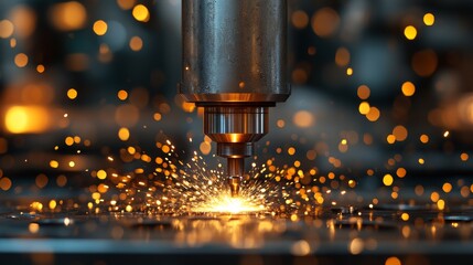 Close-up of industrial metal cutting sparks.